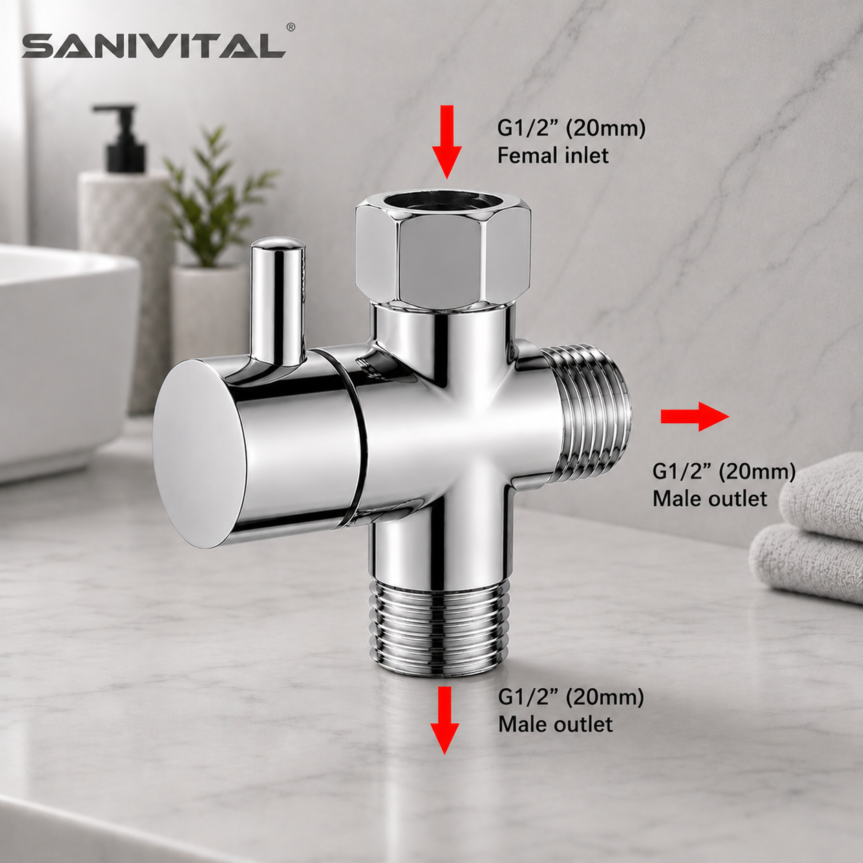 Shower Valve Cartridge - SANIVITAL Katup Pengalih Shower 3 Arah