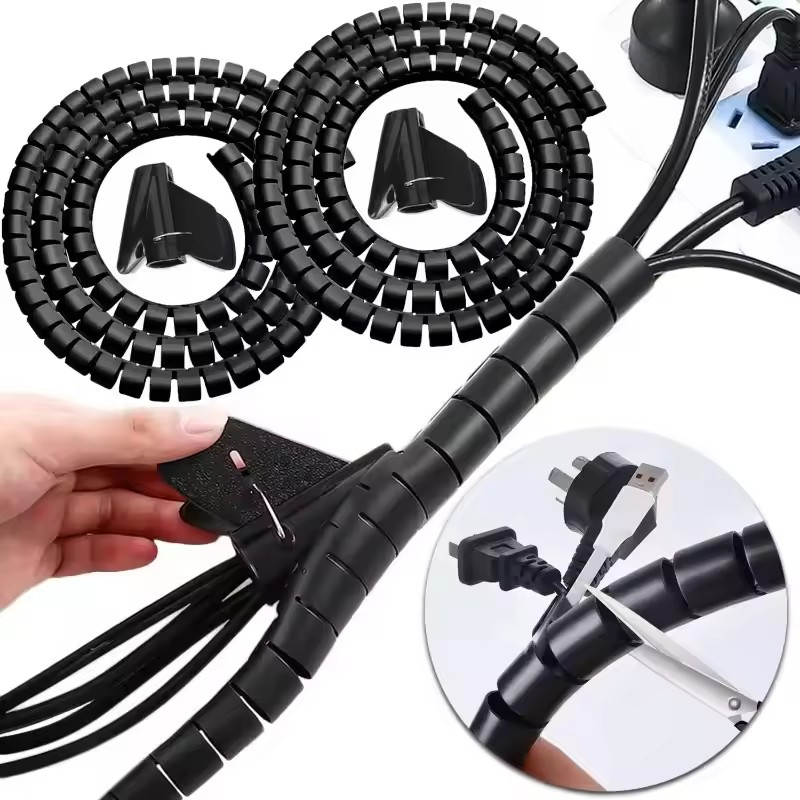 Plastic Pipe Clip - 2M Klip Pengatur Kabel Spiral Fleksibel,