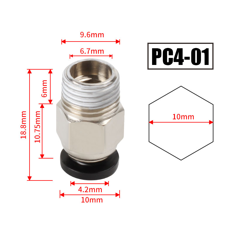 10 Buah/Lot Konektor Pneumatik - Ptfe Tape Thread ulasan dan harga